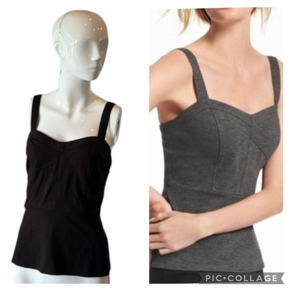 CAbi 552 Over The Moon Charcoal Gray Ponte Bustier Peplum Top Size 6 - Picture 14 of 15